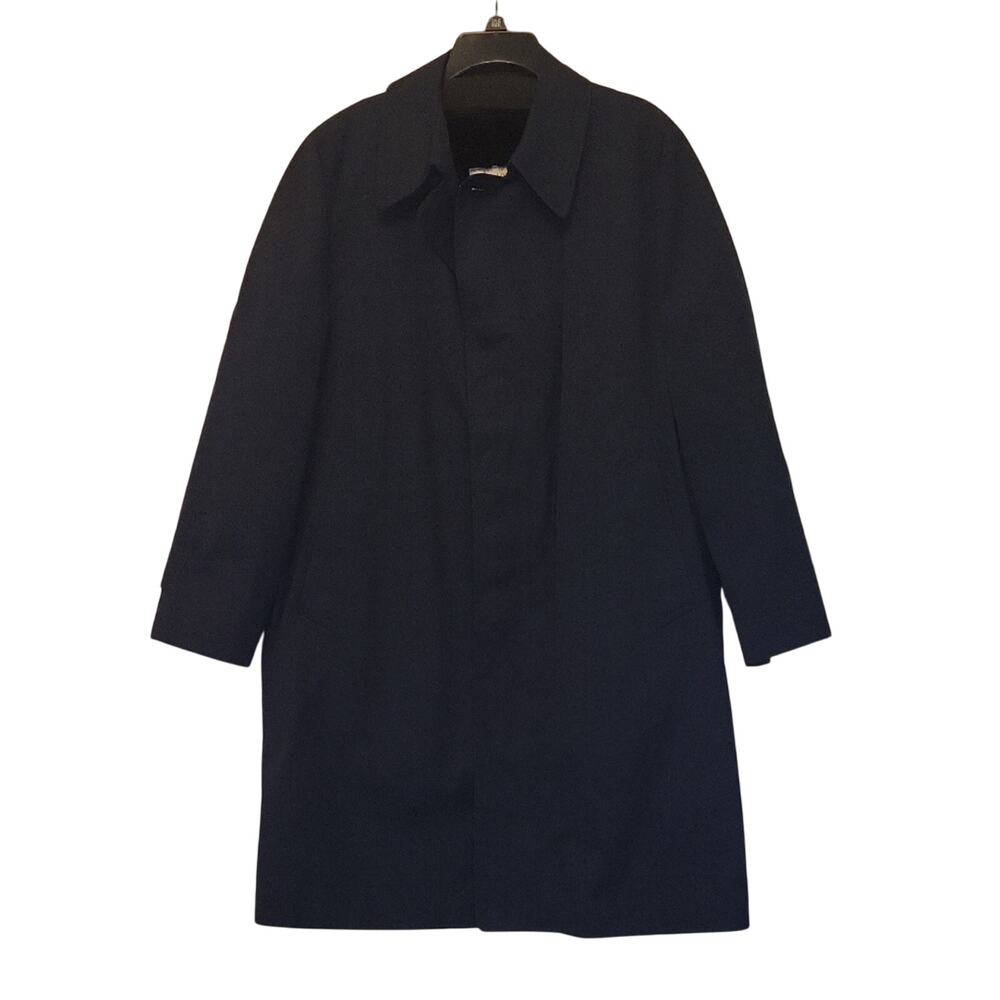 London Fog Men's Size 40R Dark Blue Winter Trench Coat EUC